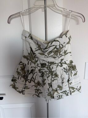 HUNTER BELL Olive Floral Tiered Strapless Top